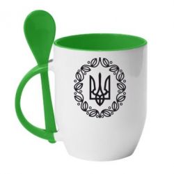 Чашка с ложкой Герб Украины - PrintSalon