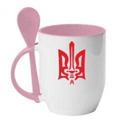 Чашка с ложкой Герб з мечем - PrintSalon