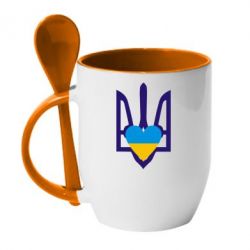 Чашка с ложкой Герб з серцем - PrintSalon