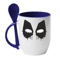 Чашка с ложкой Глаза Deadpool - PrintSalon