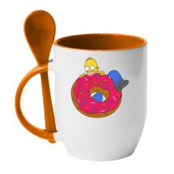 Чашка с ложкой Гомер и Пончик - PrintSalon