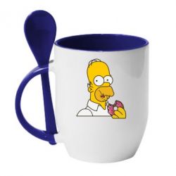 Чашка с ложкой Гомер любит пончики - PrintSalon