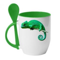 Чашка с ложкой Хамелеон - PrintSalon