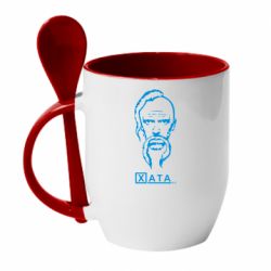 Кружка с керамической ложкой Хата - PrintSalon