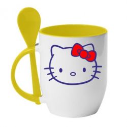 Чашка с ложкой Hello Kitty logo - PrintSalon