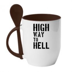 Чашка з ложкою High way to hell - PrintSalon