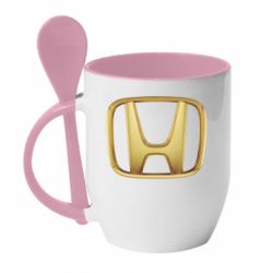 Чашка с ложкой Honda Gold Logo - PrintSalon