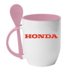 Чашка с ложкой Honda надпись - PrintSalon