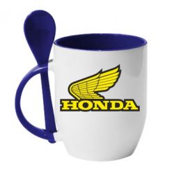 Чашка с ложкой Honda Vintage Logo - PrintSalon