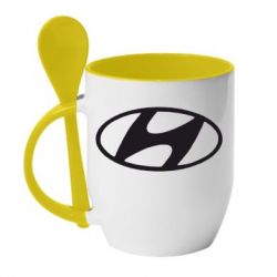 Чашка с ложкой Hyundai logo - PrintSalon