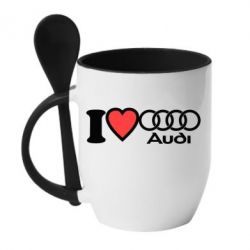 Чашка с ложкой I love audi - PrintSalon
