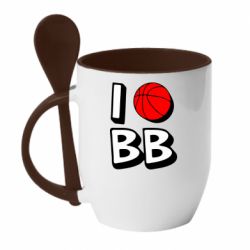 Чашка с ложкой I love basketball - PrintSalon
