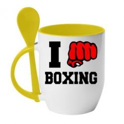 Чашка с ложкой I love boxing - PrintSalon