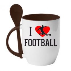 Чашка з ложкою I love football - PrintSalon