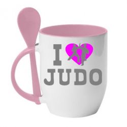 Чашка с ложкой I love Judo - PrintSalon