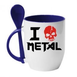 Чашка с ложкой I love metal - PrintSalon