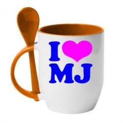 Чашка с ложкой I love MJ - PrintSalon