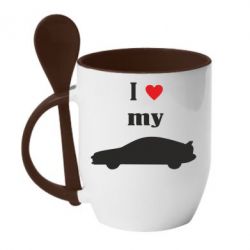 Чашка с ложкой I love my car - PrintSalon
