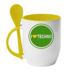 Чашка з ложкою I love techno music - PrintSalon