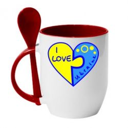 Чашка с ложкой I love Ukraine пазлы - PrintSalon