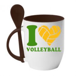 Чашка с ложкой I love volleyball - PrintSalon