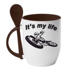 Чашка с ложкой It's my moto life - PrintSalon