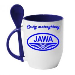 Чашка с ложкой Java Cesky Motocyclovy - PrintSalon