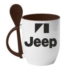 Чашка с ложкой Jeep Logo - PrintSalon