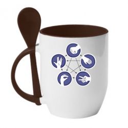 Чашка з ложкою Камінь, ножиці, папір, ящірка, спок - PrintSalon