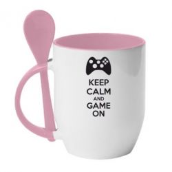 Чашка с ложкой KEEP CALM and GAME ON - PrintSalon