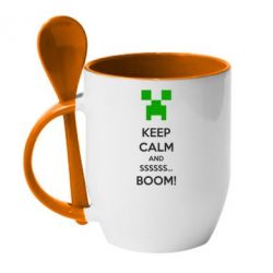 Чашка з ложкою Keep calm and ssssssss...BOOM! - PrintSalon