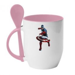 Чашка с ложкой Кэп - PrintSalon