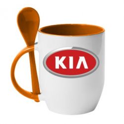 Чашка с ложкой KIA Logo 3D - PrintSalon