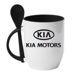 Чашка с ложкой Kia Logo - PrintSalon