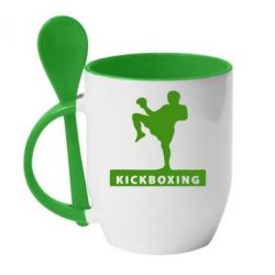 Чашка з ложкою Kickboxing Fighter - PrintSalon