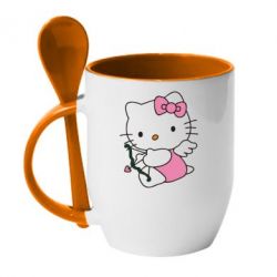 Чашка с ложкой Kitty амурчик - PrintSalon