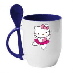 Чашка с ложкой Kitty балярина - PrintSalon