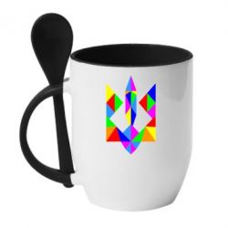 Чашка с ложкой Кольоровий герб - PrintSalon