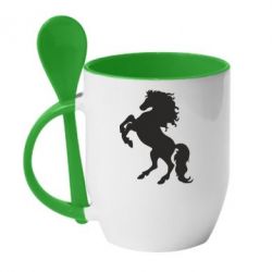 Чашка с ложкой Конь - PrintSalon