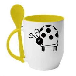 Чашка с ложкой Коровка - PrintSalon