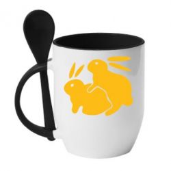 Чашка с ложкой Кролики
