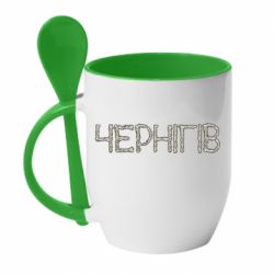 Чашка с ложкой Квітучий Чернігів - PrintSalon