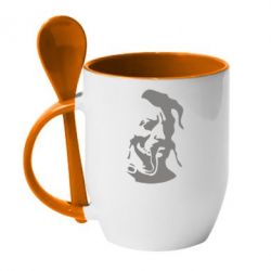Чашка с ложкой Лице козака - PrintSalon