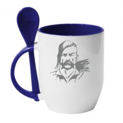 Чашка с ложкой Лице українського козака - PrintSalon