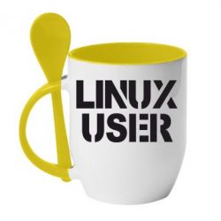 Чашка с ложкой Linux User - PrintSalon