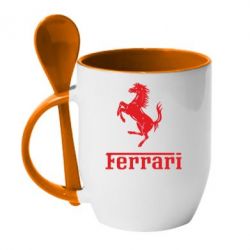Чашка с ложкой логотип Ferrari - PrintSalon
