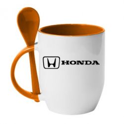 Чашка с ложкой Логотип Honda - PrintSalon