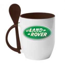Чашка с ложкой Логотип Land Rover - PrintSalon