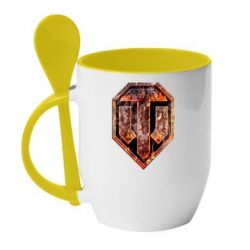 Чашка з ложкою Логотип World Of Tanks "Розпечений метал" - PrintSalon