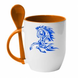 Чашка с ложкой Лошадь - PrintSalon